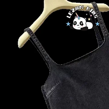 LEZONKIDS - Customizable Factory Direct Price Cool Black Feather Spaghetti Strap Dress Girls Dresses 2-14 Children Clothing